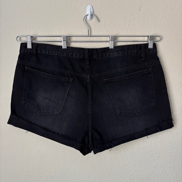 Asos 14 Tall Gray Black Rolled Hem Denim Jean Shorts - Picture 5 of 9